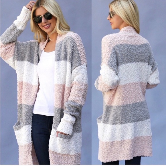 Cotton Candy Popcorn Textured Open Cardigan - Picture 2 of 2